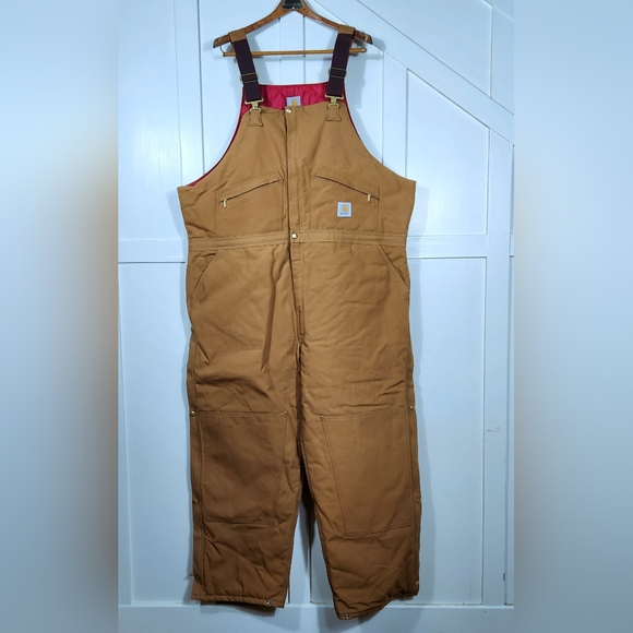 NWT Carhartt Vintage R04 Duck Quilt Lined Double Knee Canvas Overall Tan 50x30 - Picture 3 of 14